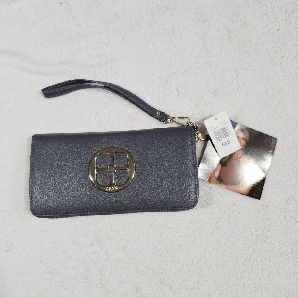 Iman Global Chic Logo Wallet Wristlet and Fringed Scarf Gift Set.